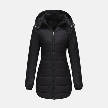 Manteau d'hiver long femme isolé capuche