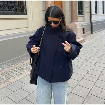 Veste Courte Femme Col Montant Asymétrique