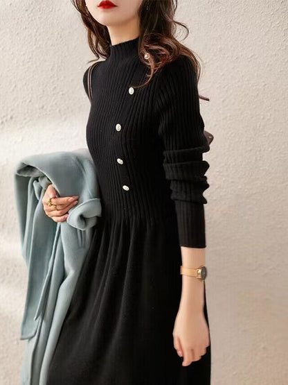 Robe pull élégante à col roulé pour femme