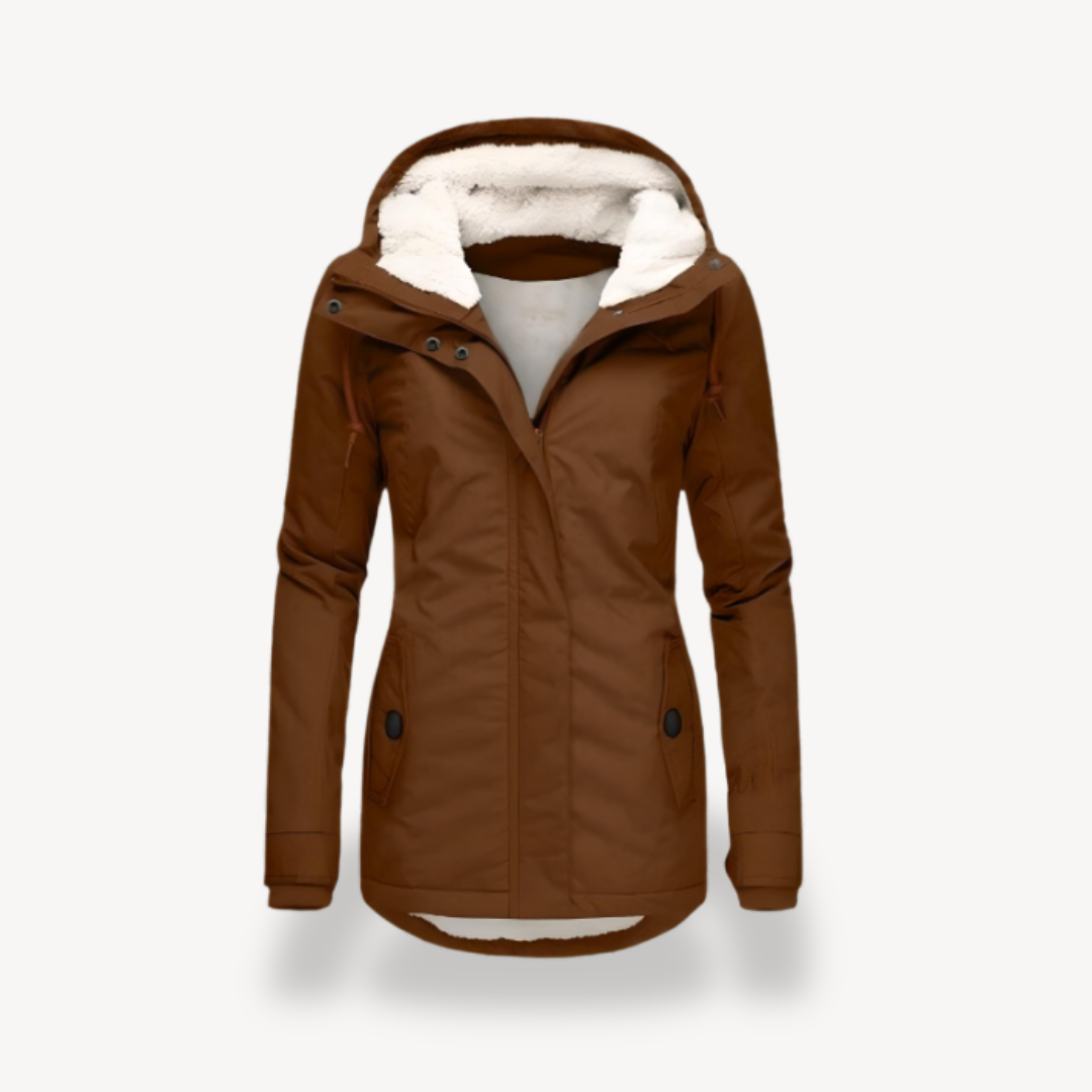 Veste d'hiver imperméable pour femme avec capuche