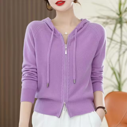 Sweat à capuche doux en cachemire pour femme
