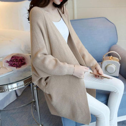 Long cardigan tricot doux coupe décontractée poches