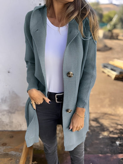 Cardigan long à capuche confortable pour femme