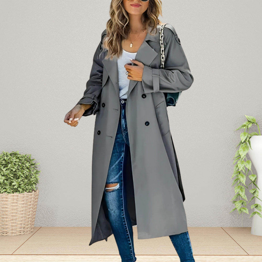 Élégant Trench-coat Long et Chaud pour Femme