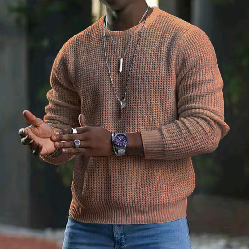 Pull pour homme à manches longues col rond avec grand motif