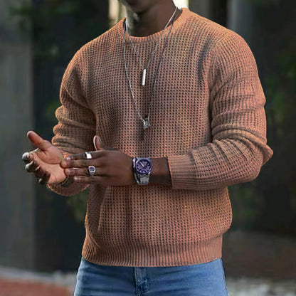 Pull pour homme à manches longues col rond avec grand motif