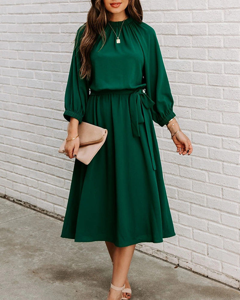 Elegantes Sommerkleid Rundhals Ausschnitt - IdealeKleiden