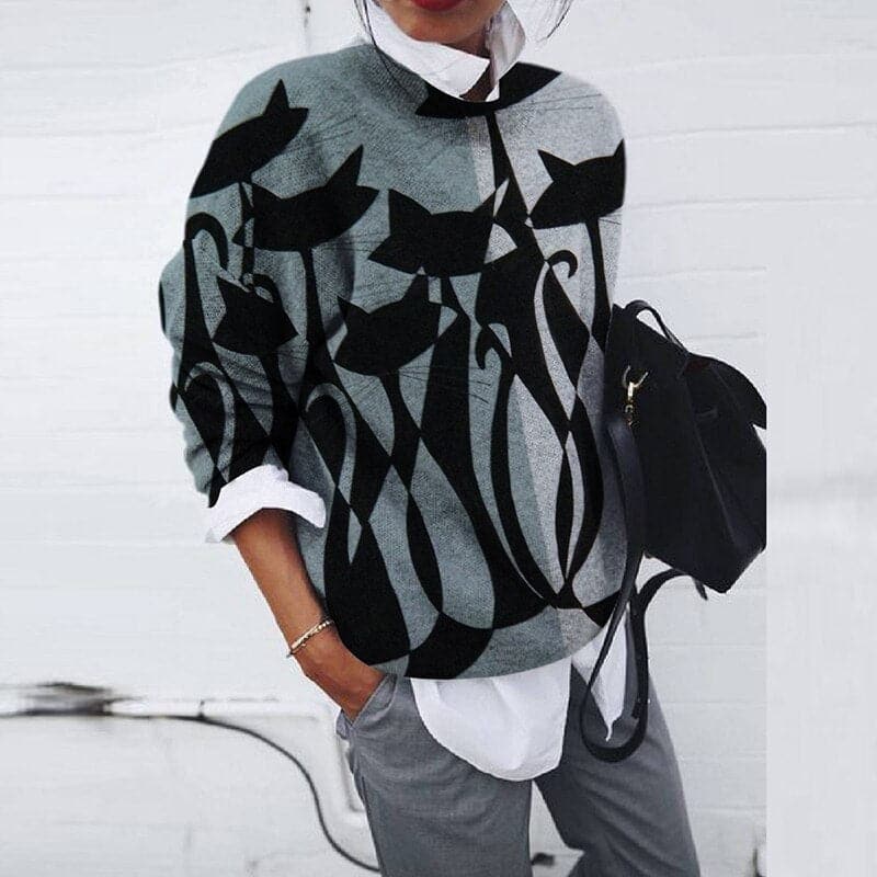 Sweat-shirt confortable avec imprimé graphique et col rond