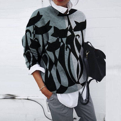 Sweat-shirt confortable avec imprimé graphique et col rond