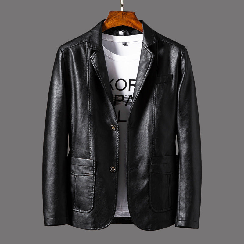 Blouson en cuir pour homme, style col classique