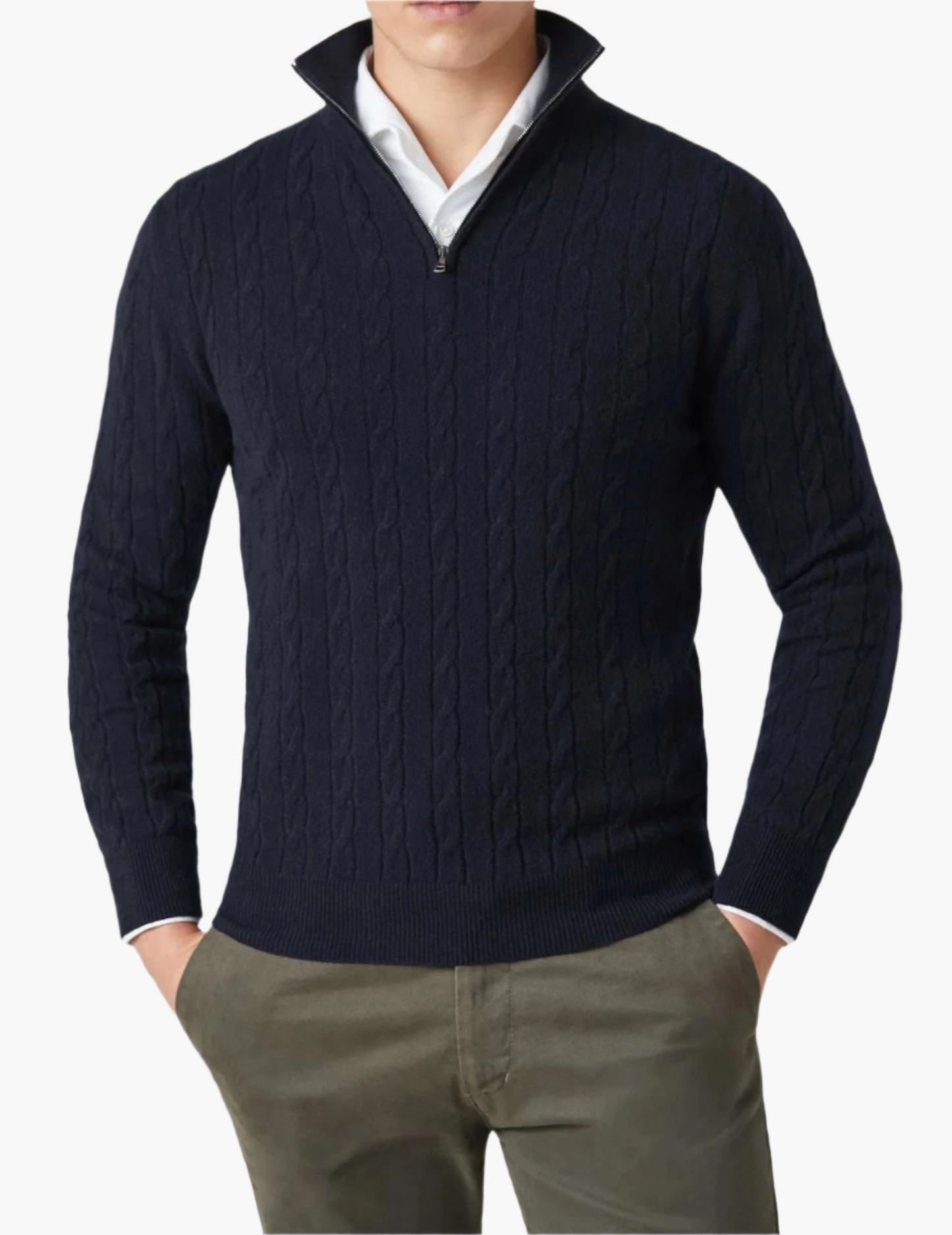 Pull en maille torsadée élégant avec fermeture éclair