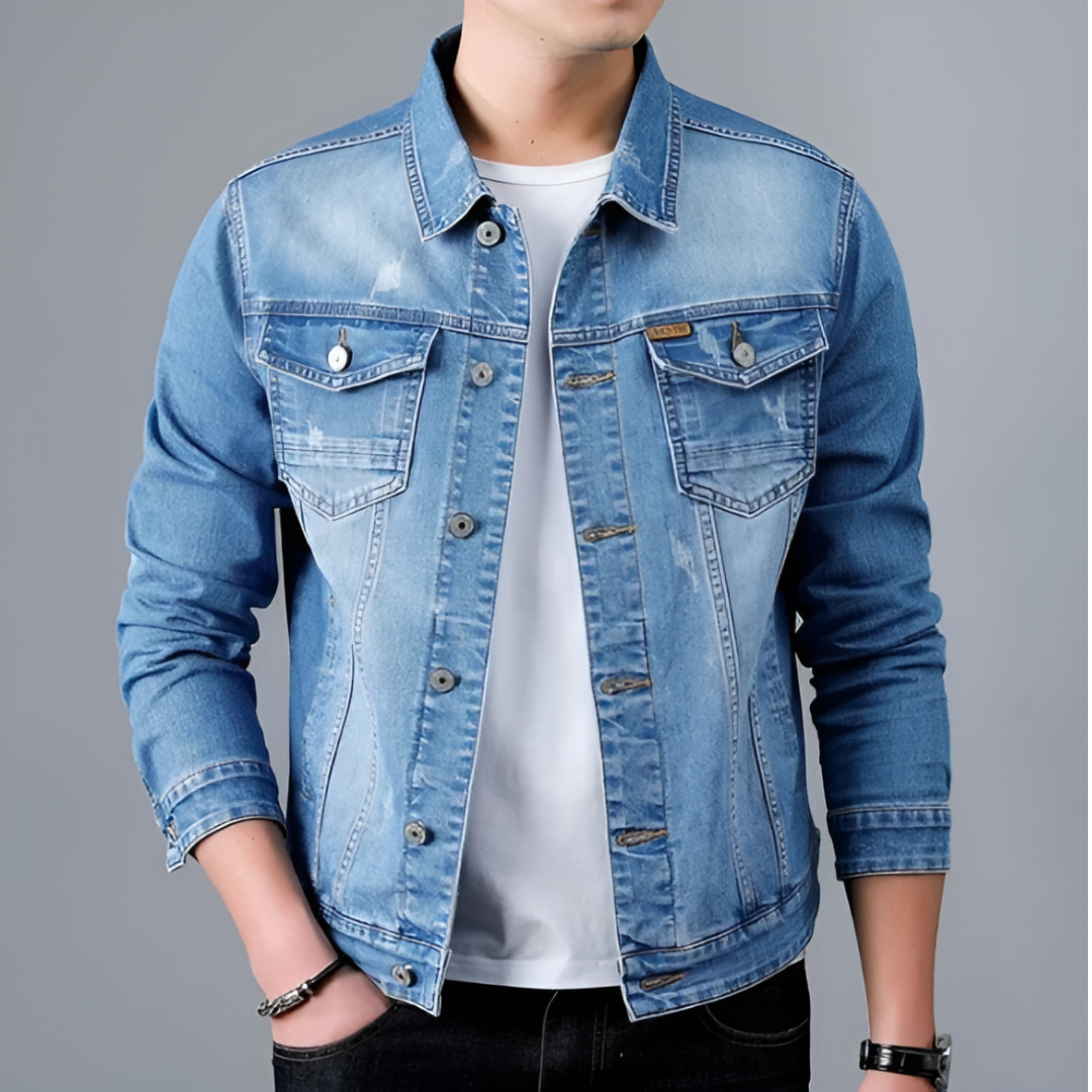 Stilvolle Herren Denimjacke Klassisches Design - IdealeKleiden