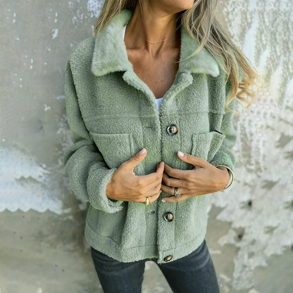 Veste d'hiver élégante pour femme col en laine