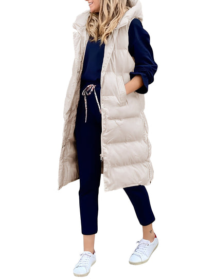 Gilet long élégant sans manches pour femme
