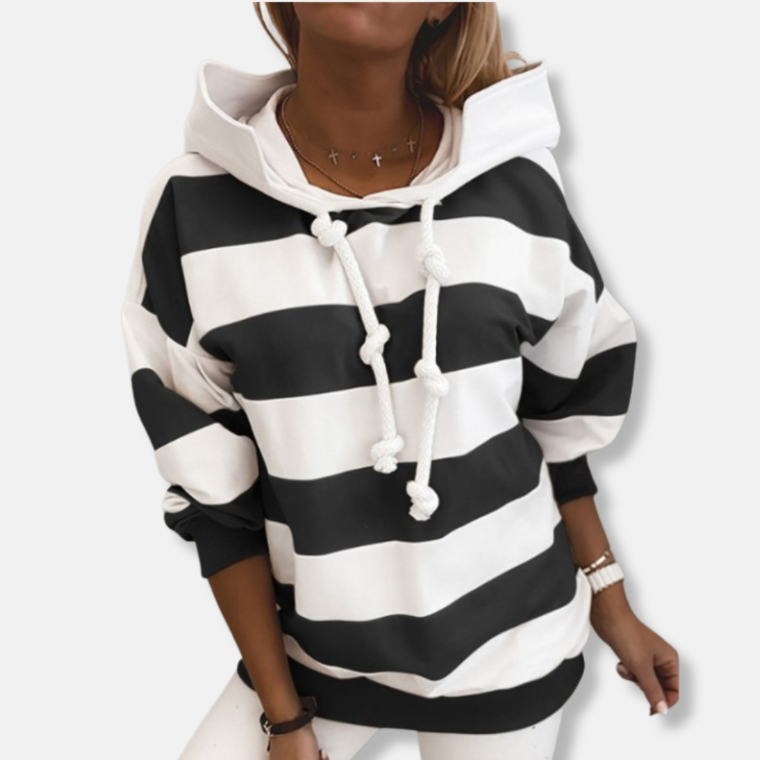 Hoodie confortable Coupe décontractée Motif rayé