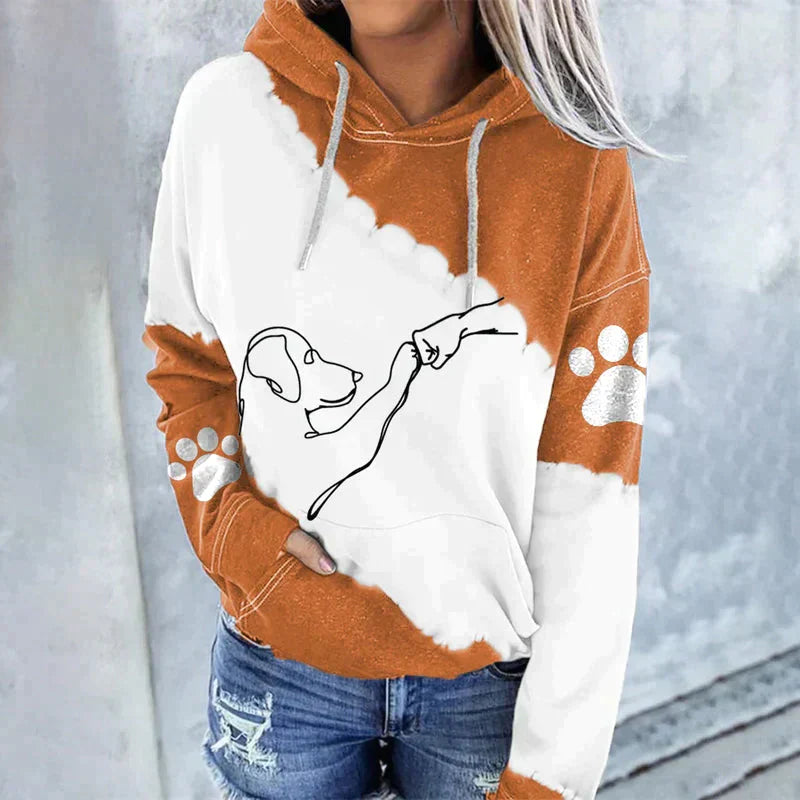 Sweat à capuche élégant motif chien coupe ample