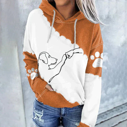 Sweat à capuche élégant motif chien coupe ample