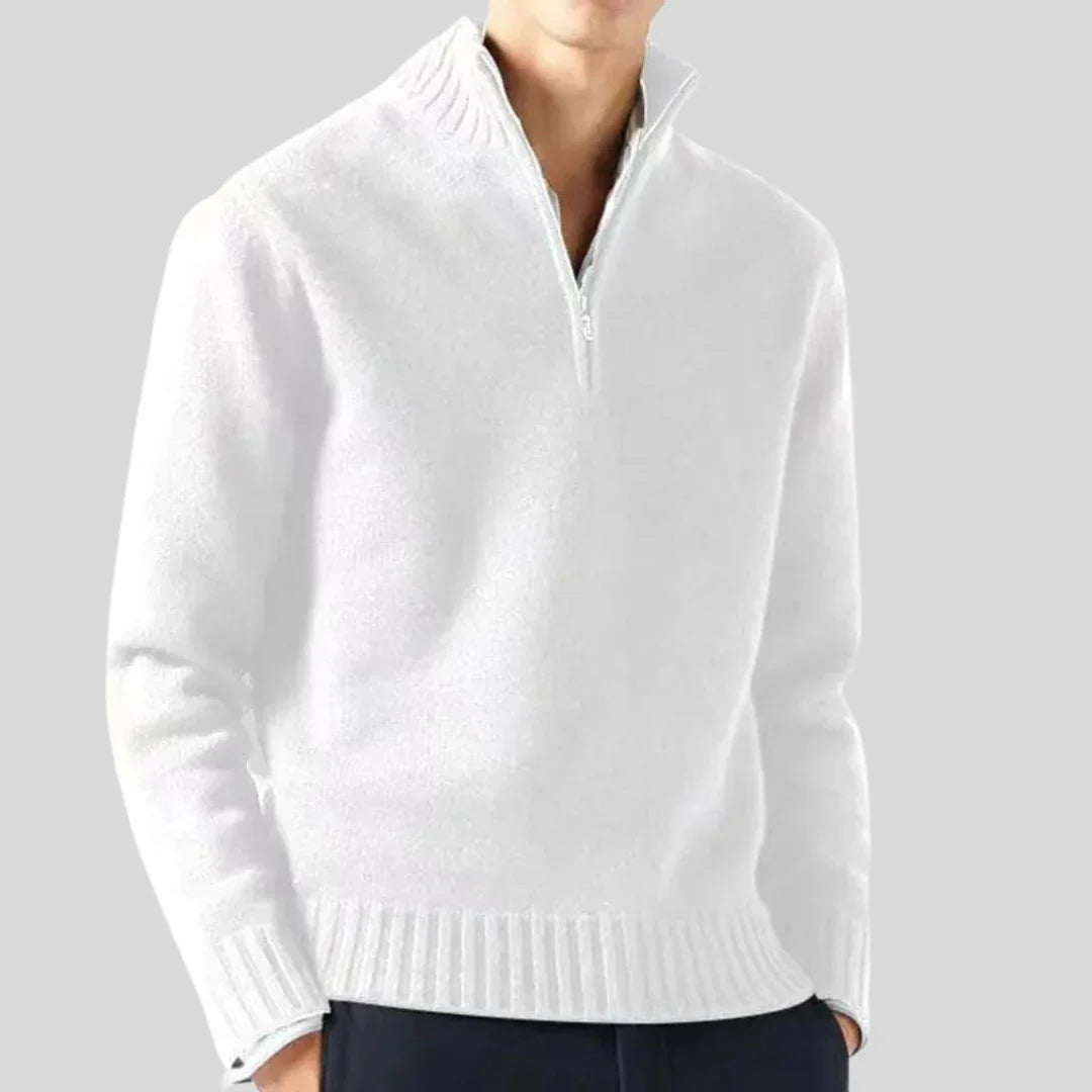 Pull de luxe pour homme à demi-fermeture éclair