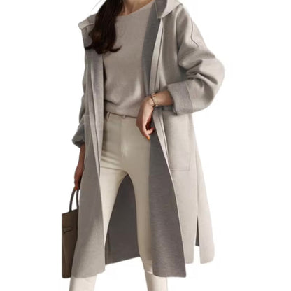 Longue veste d'hiver à capuche de style ouvert