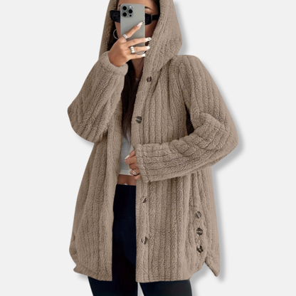 Manteau oversize à capuche, doux, mi-long