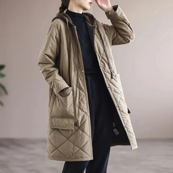 Langer Damenmantel Elegant Gepolstert Winter - IdealeKleiden