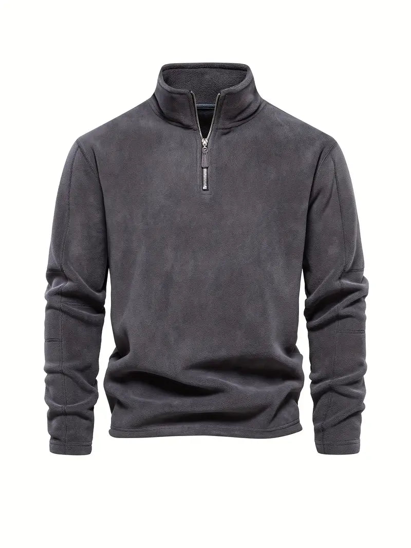 Pull en velours côtelé demi-zip style moderne