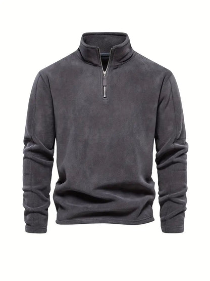 Pull en velours côtelé demi-zip style moderne