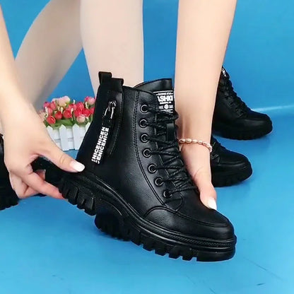 Bottes hautes à lacets en cuir pour femmes