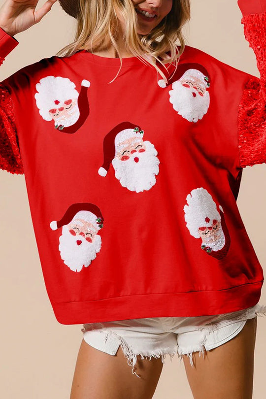 Sweat-shirt de Noël décontracté, à paillettes, col rond