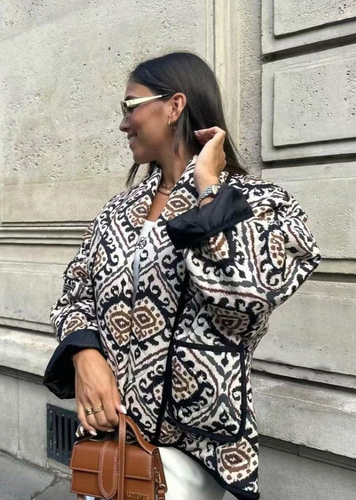 Veste élégante contrastée Coton Rembourrage doux