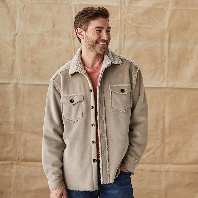Veste en velours côtelé homme style boutonné moderne