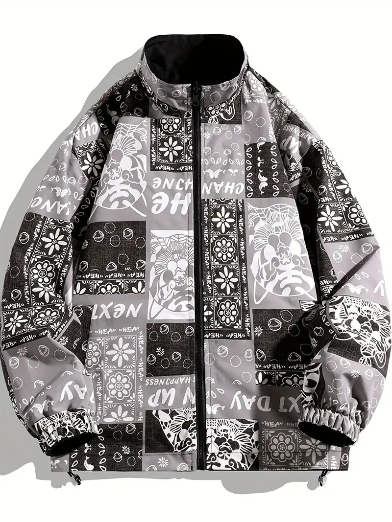 Veste réversible homme, motif graphique moderne