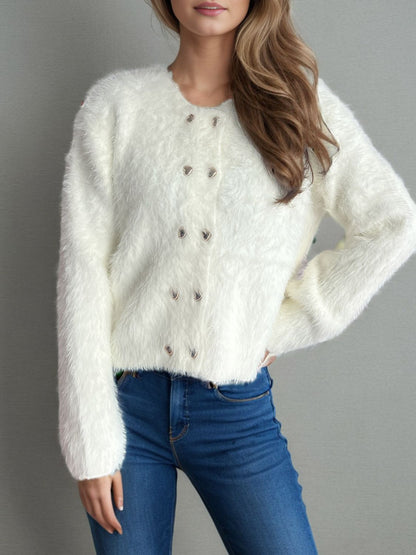 Cardigan de luxe en fausse fourrure douce et élégante