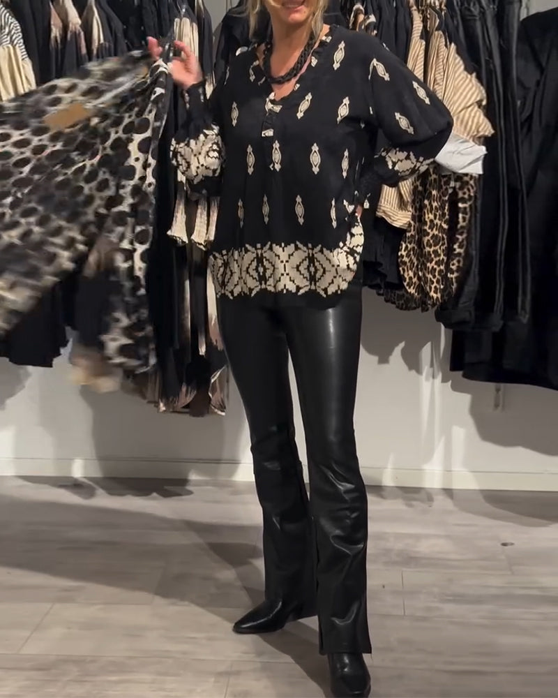 Robe femme col V imprimée élégante