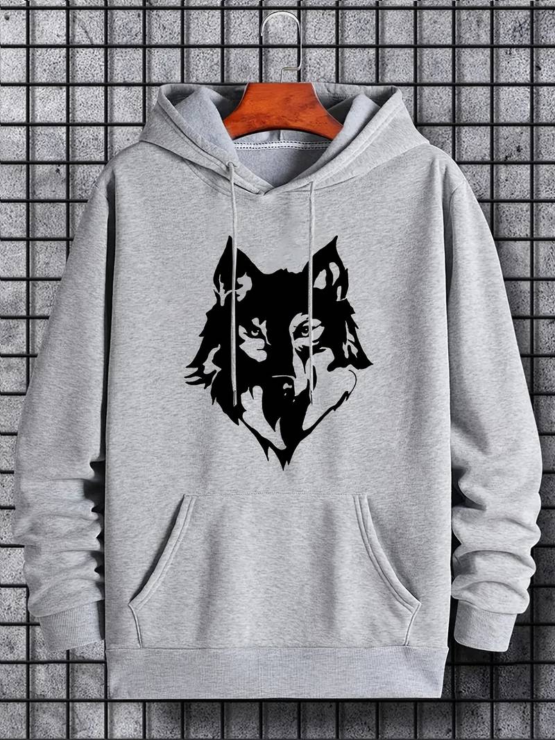 Sweat à capuche pour hommes motif Loup tendance