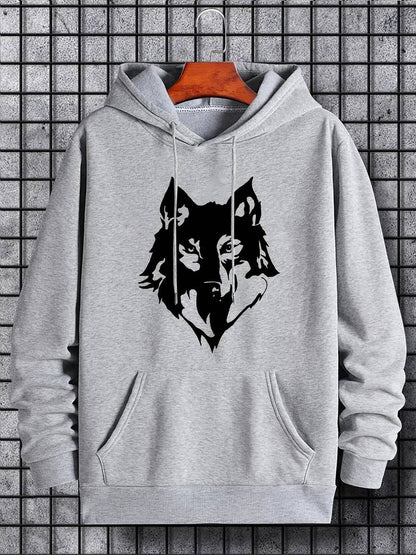 Sweat à capuche pour hommes motif Loup tendance