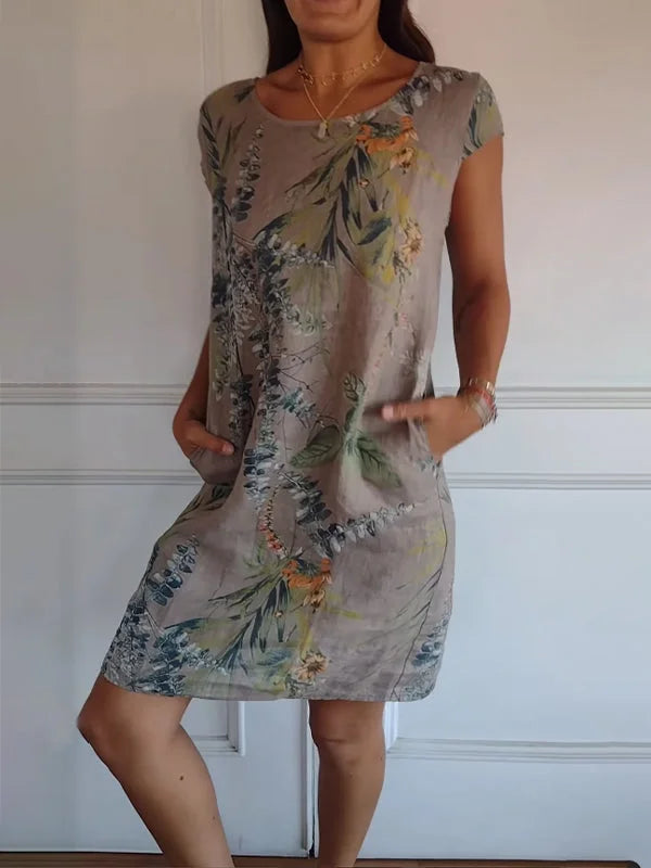 Robe pour femme col rond motif floral