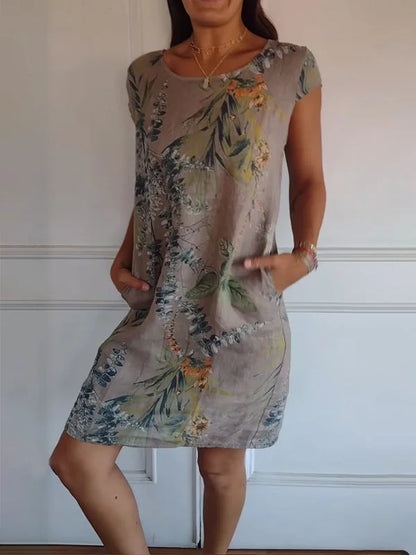 Robe pour femme col rond motif floral