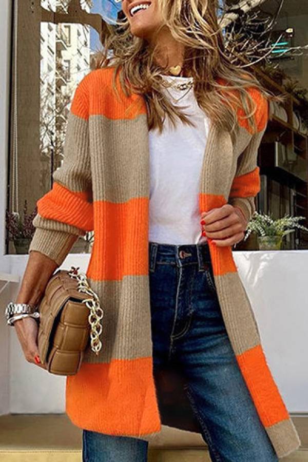 Stylische Strickjacke Farbblock Design - IdealeKleiden