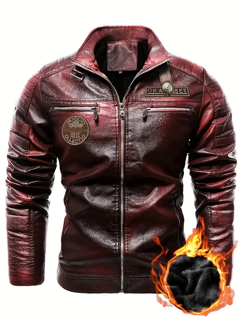 Veste en cuir style motard homme