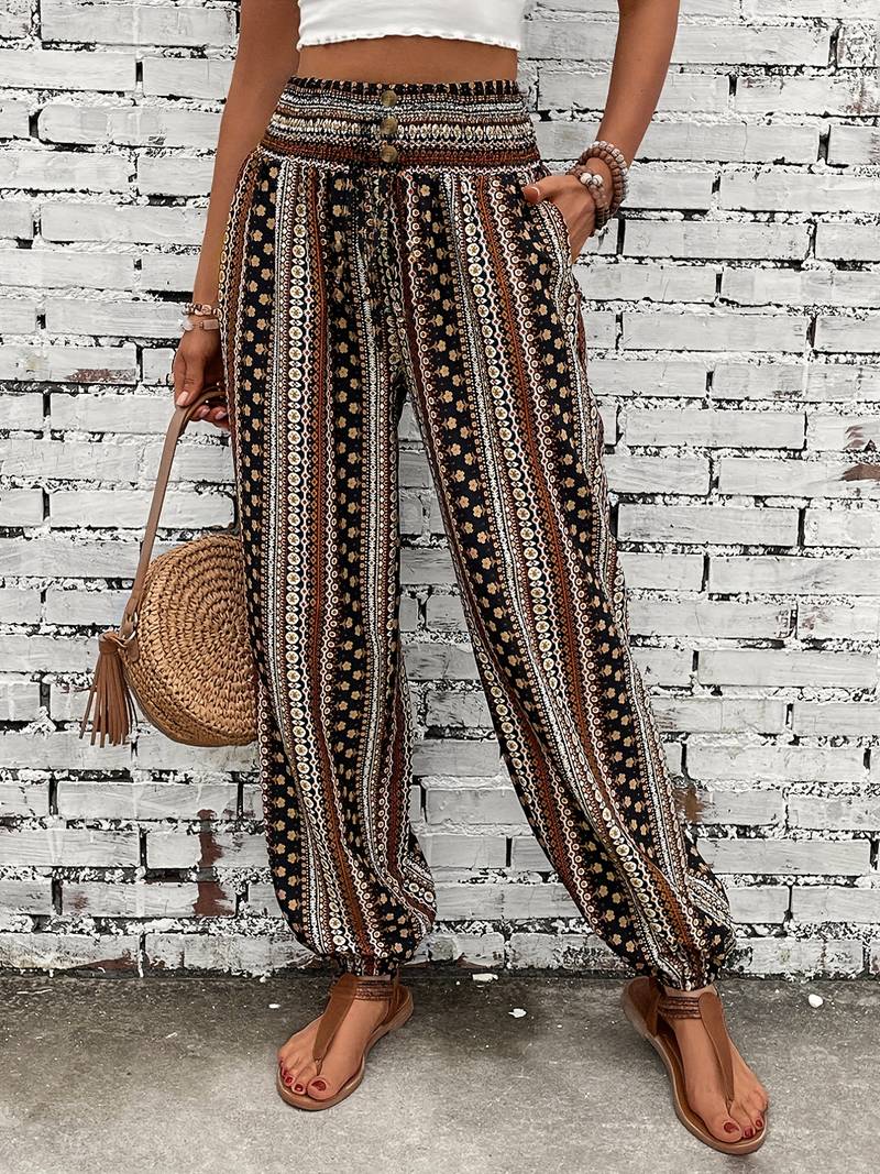Farbenfrohe Damen-Hose mit Trend-Druck - IdealeKleiden