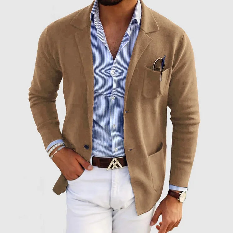 Blazer en maille beige décontracté pour homme
