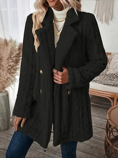 Manteau doux et chaud à manches longues uni