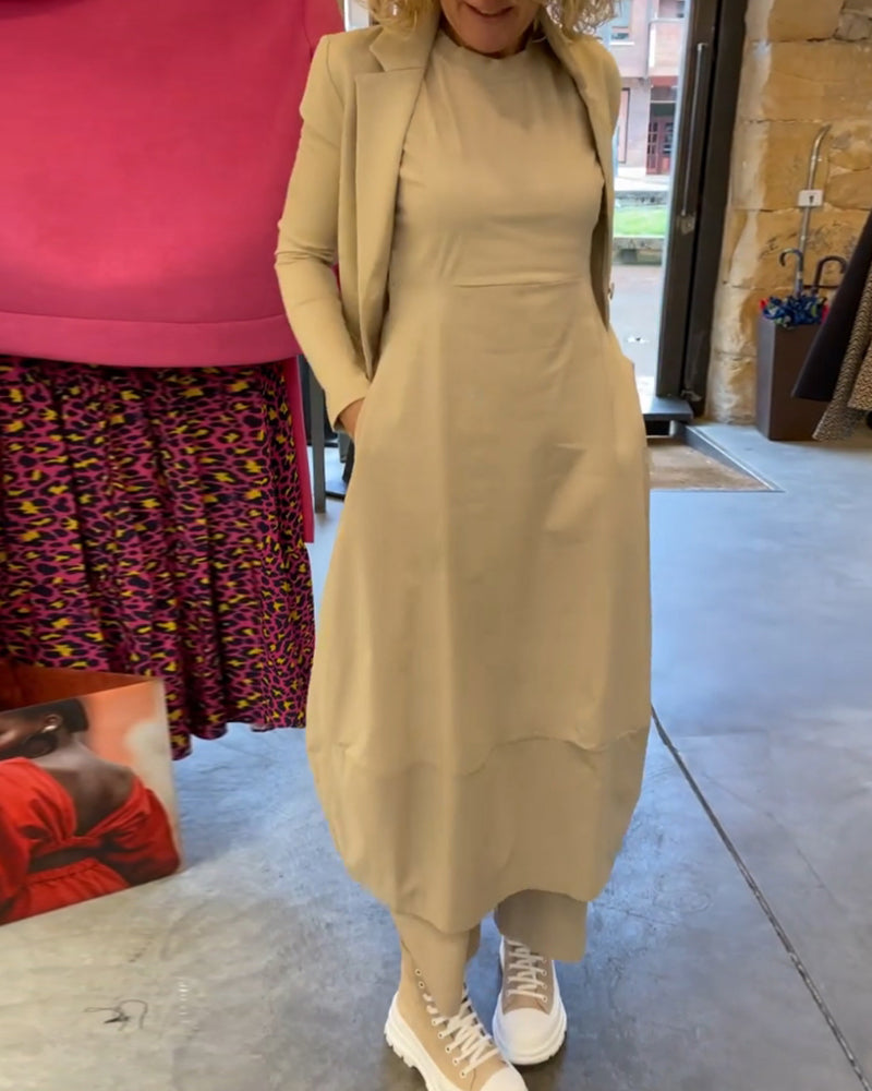 Vêtements féminins à la mode Matériau solide Manches longues