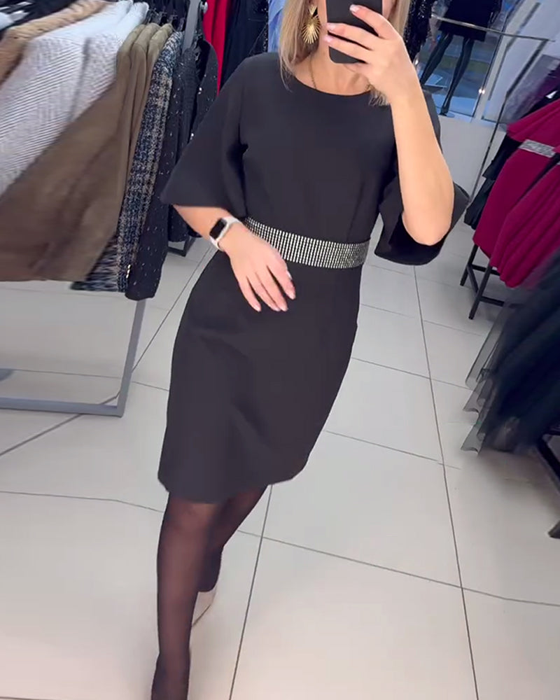 Robes élégantes | Robe col rond pour femmes avec manches