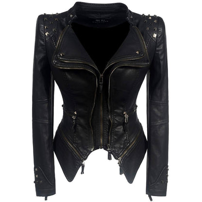 Veste en cuir gothique pour femmes, style noir