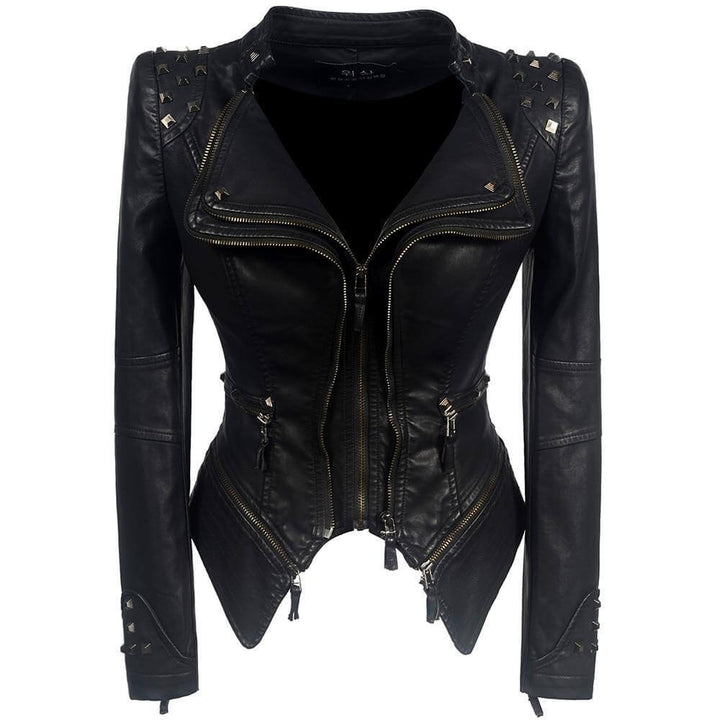 Veste en cuir gothique pour femmes, style noir