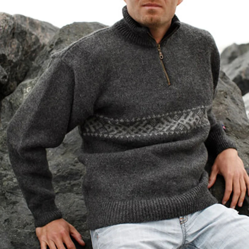 Pull-over homme chaud et élégant avec fermeture éclair quart