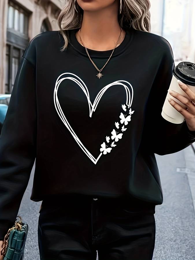 Sweat-shirt Femme Motif Cœur