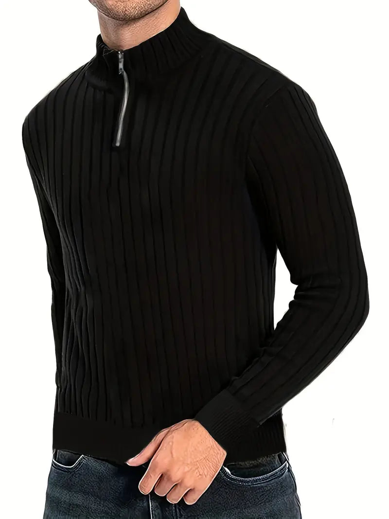 Pull col roulé homme moderne demi-zip